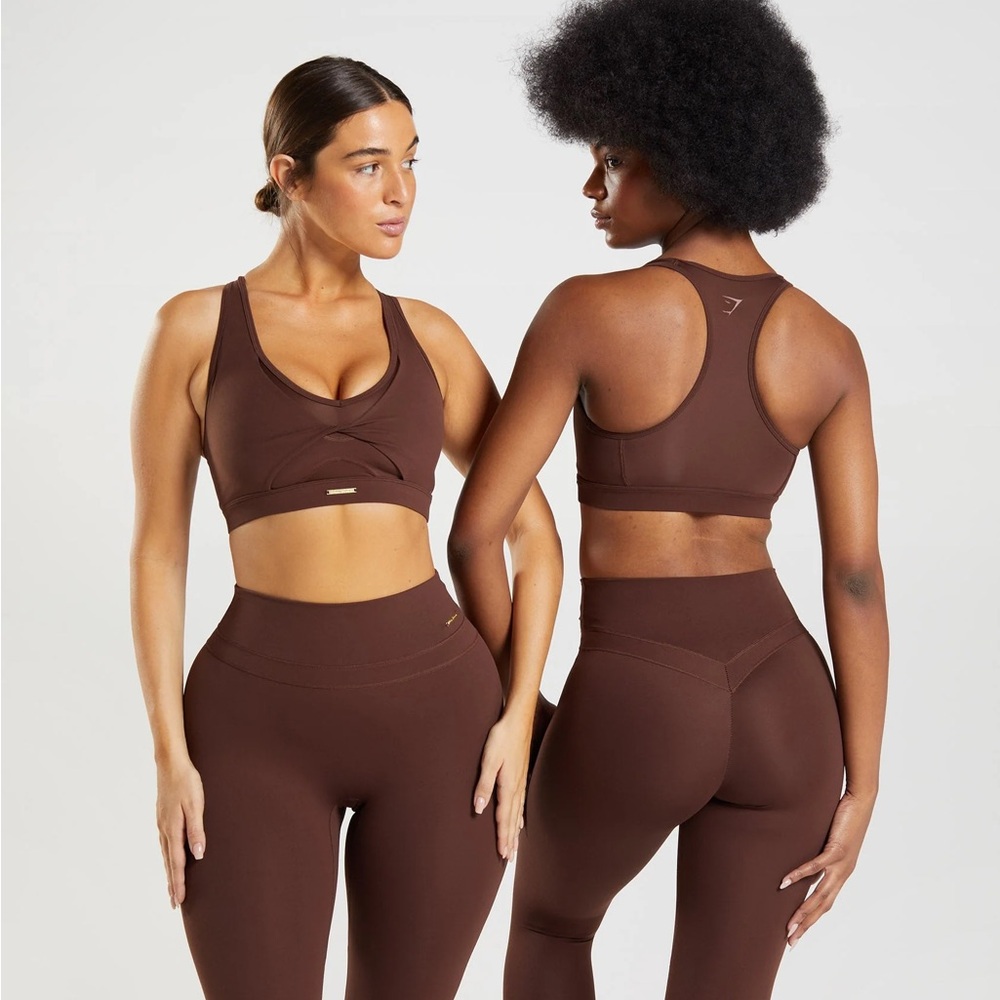 Gymshark Whitney Simmons Set - Brown Twist Sports Bra and Leggings